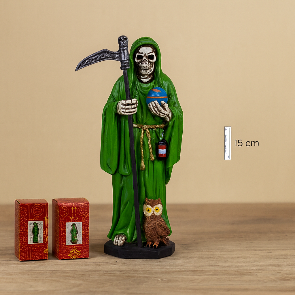 SANTA MUERTE 15 CM VERDE. 5.9
