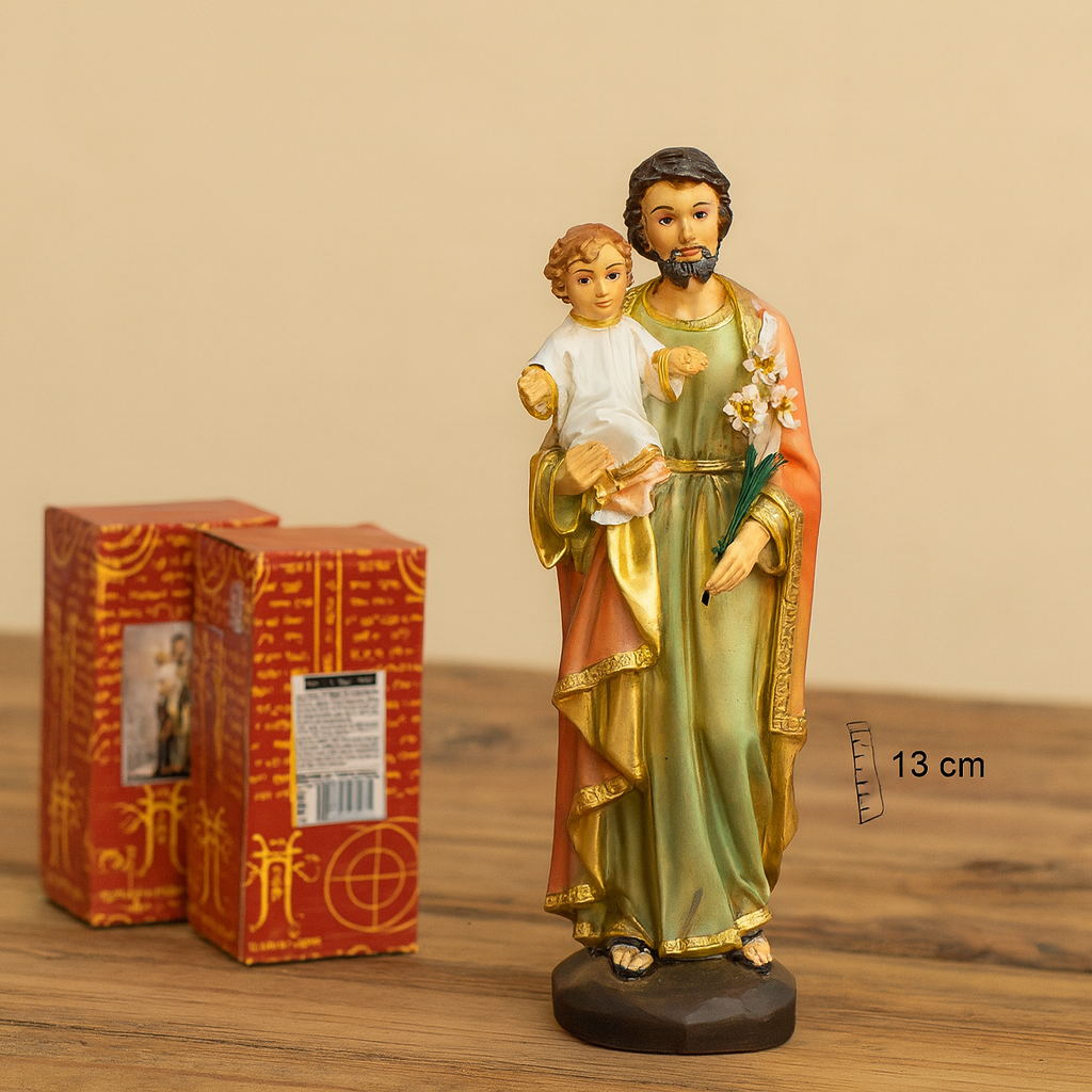SAN JOSE CON NIÑO Y FLORES 13cm