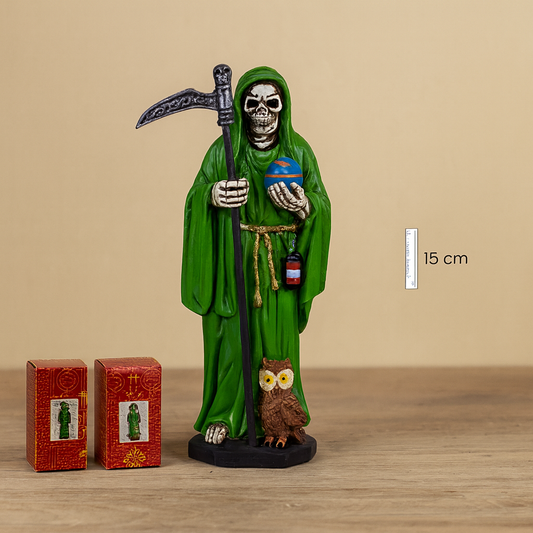 SANTA MUERTE 15 CM VERDE. 5.9